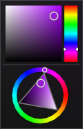 Color plane to color wheel popup
