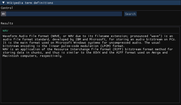 Term "WAV" being searched on Wikipedia